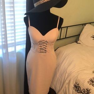 Pink, corset style bodycon dress, L